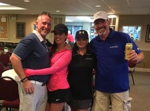 Alicia Linklater posing with husband Mike Penny at matt beleskey charity golf tournament - 2018