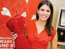Alicia Linklater posing in red dress at Heart & Stroke Foundation of Barrie Red Dress Gala - april 2013