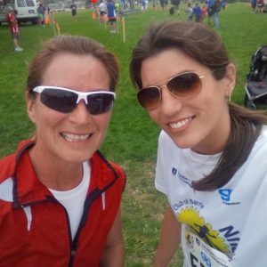 Alicia Linklater smiling with friend Anne in photo at rotary fun run - may 2014