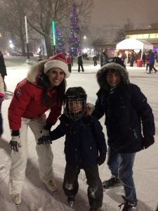 Alicia Linklater and her two sons pictured out for a community skate